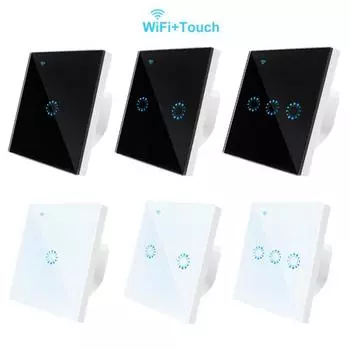Wi-Fi умный настенный сенсорный выключатель света со стеклянной панелью для Alexa