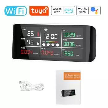 Wi-Fi USB перезаряжаемый детектор CO2, термогигрометр, анализатор воздуха, умный монитор качества воздуха, загрязнение воздуха в доме