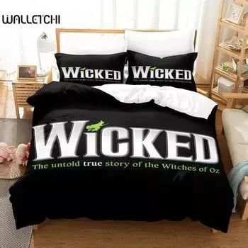 Wicked Musical Broadway Drama Постельное белье Комплект односпальных двуспальных кроватей размера «queen-size» Комплект постельного белья для взрослых детей в спальню с 3D-принтом 70x133cm 2pcs
