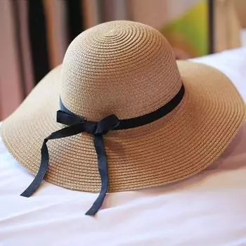 Wide Brim Bowknot Ribbon Straw Sun Hats for Women Girls Summer UV Protection Floppy Foldable Beach Hat Outdoor Travel Panama Cap