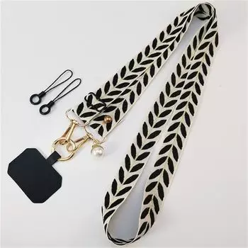 Wide Cloth Crossbody Phone Lanyard Pearl Pendant Long Phone Strap Phone Accessories