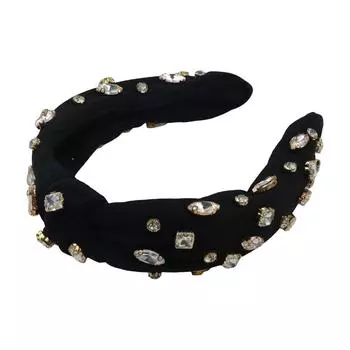 Wide Edge Pearl Head Hoop Knot Style Baroque Headband Rhinestone Pearl Hairband Hair Accessories White Rhinestone