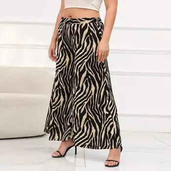 Wide-leg Pants High-waisted Loose and Thin Zebra-striped Floor-length Pants Summer New Styles 1XL зебра