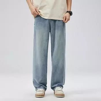 Wide-legged Jeans Men s Season Loose Straight American High Street Starry Sky Pattern Casual Spring Trousers 28