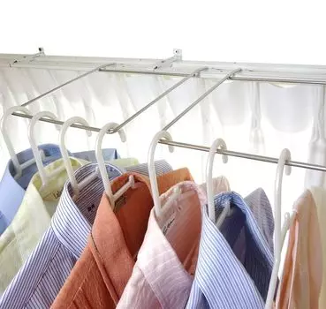 Wide Set of Double Curtain Rail Laundry Hanger Storage Indoor Clothes Drying Stainless Made in Japan Type, 2, Parts, Rack, Rack, 18-8 Steel,