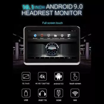 WIFI 10.1 сенсорный экран 4K автомобильный мультимедиа 2+32G внешний Android9.0 подголовник монитор авто стерео беспроводное зеркало ссылка