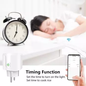 WIFI 16A/20A Wireless Remote Socket Smart Timer Plug Voice Control EU Home Fire Retardant PC Smart Power Socket 16A ZN275250 бежевый