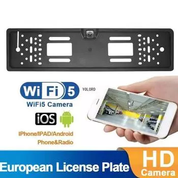 WIFI Автомобильная камера заднего вида европейского подвесного типа FrontView Wireless Car Number Plate Frame Reverse Camera для IOS/Android 12V