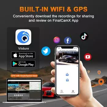 WIFI GPS 3,4-дюймовый автомобильный видеорегистратор Dashcam HD 4K+2K Mini 2-канальный передний и задний двойной объектив Black Box Автомобильные аксессуары none
