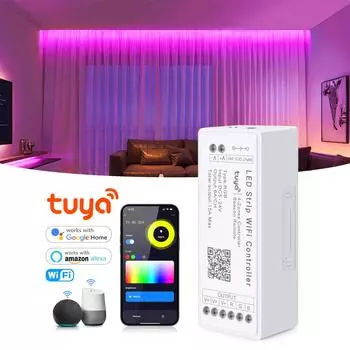 WiFi LED контроллер Alexa Google Home голосовое управление RGB RGBW CCT светодиодная лента Smart Life APP контроллер Bluetooth DC12V-24V