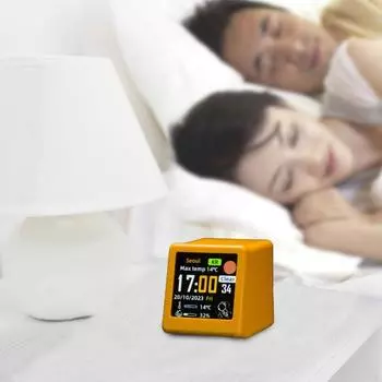 WIFI Мини-часы Мультяшный дисплей Погода Календарь Время Дата Температура Влажность Скорость ветра Дисплей Регулируемая яркость 6 режимов отображения Настольные часы чёрный