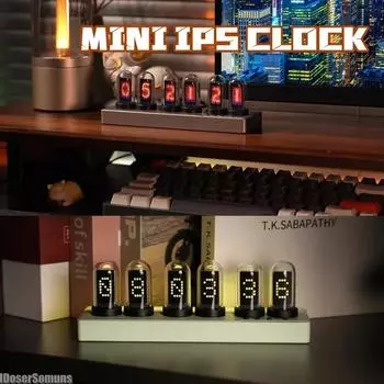 WIFI Mini IPS Nixie Tube Будильник с цветной подсветкой RGB Украшение игровой комнаты Настольные украшения белый