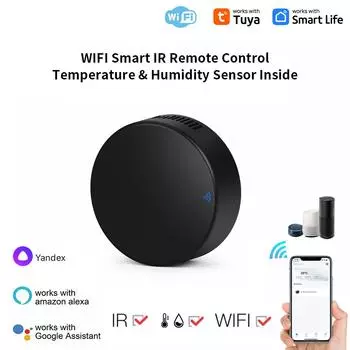 WiFi Smart IR пульт дистанционного управления универсальный мини ИК пульт дистанционного управления с датчиком температуры и влажности чёрный