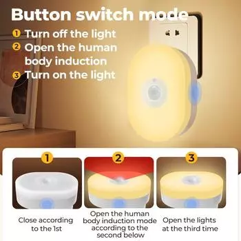 WiFi Smart LED Night Light PIR датчик движения Plug-in Wall Light Voice Control Europe Plug