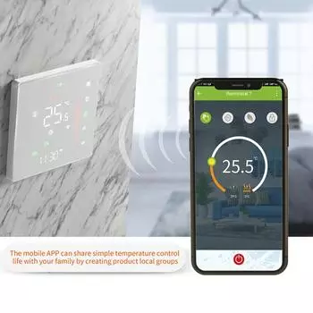 WiFi Smart Thermostat Temperature Controller Programmable Touch Control/ APP/ Voice Control Compatible with Alexa/Google Home Type 1 белый