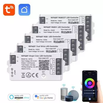 WIFI светодиодный контроллер RGB RGBW CCT 12 В 24 В пульт дистанционного управления для светодиодной ленты неоновый свет 5050 Bluetooth работает для приложения Tuya Smartlife Dim