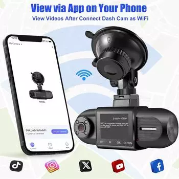 WiFi Ultra HD 4K+1080P Автомобильный видеорегистратор Камера Супер Ночное Видение Двойной Объектив Передняя Внутренняя Циклическая Запись Аксессуары Для Автомобиля none