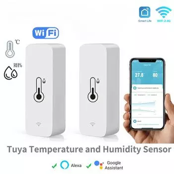 WiFi Умный датчик температуры и влажности Внутренний гигрометр Контроллер Мониторинг Работа с умным динамиком Alexa Google Home
