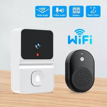 WiFi Видеокамера Визуальный Умный Дверной Звонок Ночное Видение Облачное Хранилище Беспроводной Домашний Дверной Звонок Безопасность Звонок белый
