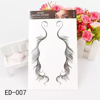 Wig Female Bang Sticker Paper Tattoo Sticker Waterproof and Durable Hairline Edge Stickers Curly Retro Creative Sideburns Stickers ED-007