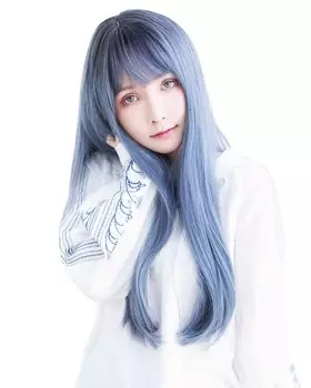 Wig Full Wig Long Straight Wig Natural Gradient Wig Net Included MODE Long Straight Black x Navy Blue [TefuRe] Semi-Long C-8211BLK-NVY-BL