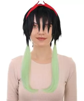 Wigs2you многоцветный черный парик для косплея из аниме-фильма с повязкой на голову, идеально подходит для вечеринки, огнестойкое синтетическое волокно, женский H-5951