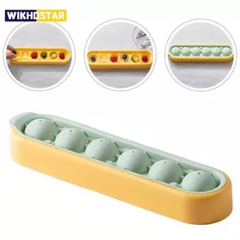 WIKHOSTAR 2 шт., 6 сеток, лоток для кубиков льда, пищевая силиконовая форма для ледяных шаров, бытовая с крышкой, кухонный гаджет, форма для льда, фруктов
