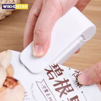 WIKHOSTAR мини-упаковщик пакетов, термоупаковщик для пакетов, ручной термовакуумный упаковщик, портативная машина для запечатывания пакетов, инструменты для хранения пищевых закусок белый