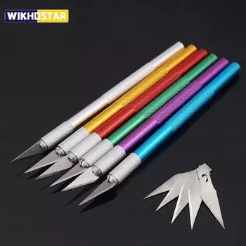 WIKHOSTAR Нож для резьбы по тесту с нескользящей ручкой и лезвием 10 шт., скальпель, гравировальный резак, нож для резьбы по скульптуре, нож для выпечки кондитерских изделий зелёный