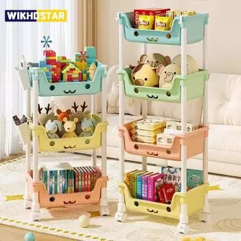 WIKHOSTAR органайзер для хранения с колесиками для закусок для детей, тележка для хранения игрушек, аксессуары для ванной комнаты, органайзер для шкафа