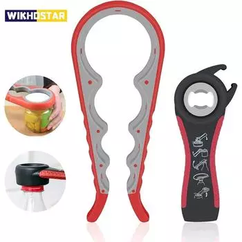 WIKHOSTAR Открывалка для банок 5-в-1 Многофункциональная нескользящая открывалка для консервных банок Набор для открывания бутылок с силиконовой ручкой Кухонные аксессуары Открывалка для бутылок