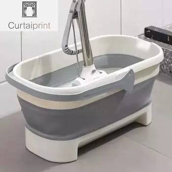 WIKHOSTAR портативное ведро для швабры, складное ведро для кемпинга с ручкой, ведро для рыбалки, компактное складное ведро для умывания серый