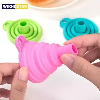 WIKHOSTAR Складные воронки для наполнения бутылок Кухонные силиконовые воронки Пищевой TPR Складная воронка Кухонные гаджеты Наполнитель масла серый