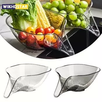 WIKHOSTAR сливная корзина многофункциональная кухонная сливная корзина для хранения овощей и фруктов сито для мытья посуды кухонные аксессуары прозрачный