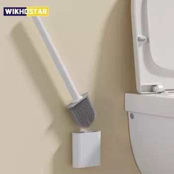 WIKHOTSAR настенная щетка для унитаза, силиконовая плоская насадка для щетки, набор щеток для чистки унитаза, щетка для чистки туалета для тупиков белый