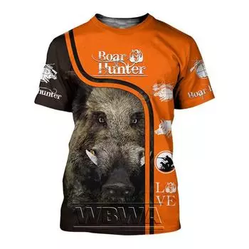 Wild Boar 3D Digital T-shirt Men s Round Neck Personalized Kids T Shirt Fashion Short Sleeve Tee Tops S