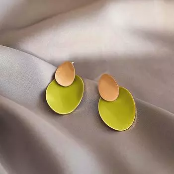 Wild Cute Green Girls Geometry Silver Needle Fashion Jewelry Earrings Stud Earrings Dangle Earrings square