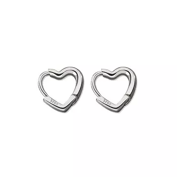 Wild Cute Heart Buckle Girls Women Hoop Earrings Piercing Earrings Copper Fashion Jewelry серебряный