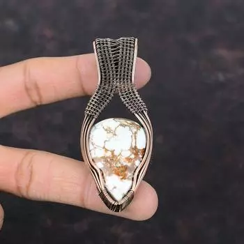 Wild Horse Magnesite Pendant Copper Wire Wrapped Pendant Handmade Jewelry Gift For Mother Copper Wire Wrap Jewelry Natural Gemstone Pendant