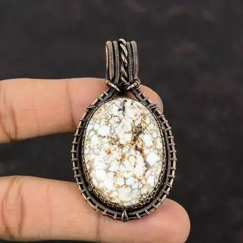 Wild Horse Magnesite Pendant Copper Wire Wrapped Pendant Handmade Wire Wrap Jewelry Top Quality Gemstone Pendant Copper Jewelry Gift For Him