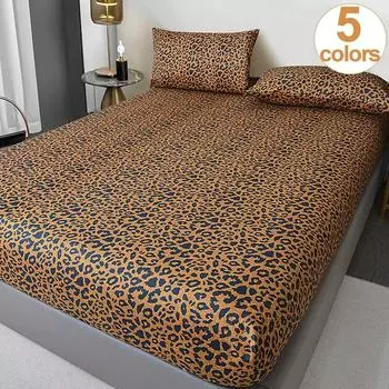 Wild Leopard Print Microfiber Bed Fitted Sheet - Comfort, Hypoallergenic, Twin/Full/Queen/King Size, Add A Bold Statement 80x200cm(31x79 in)