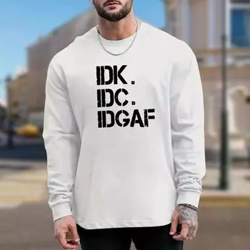 Wild Letter Print Men s Tshirts Long Sleeve Tees Round Neck Casual Pullover Men s Clothing Plus Size XS коричневый