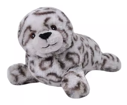 Wild Republic Fluffy Spotted Seal Plush Made from Recycled W16 x D25 x 24812 Toy, Materials, Ecokinz, H13cm,