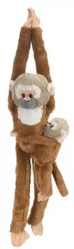 Wild Republic Hanging Squirrel Monkey Parent and Child Stuffed Toy Monkey W18 x D11 x H50cm 15264