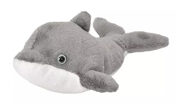 Wild Republic Pocketkins Dolphin Plush Soft and Fluffy Sea Made from Recycled W11 x D18 x H8cm Eco-Friendly Toy, Creature, Materials, (Product Code