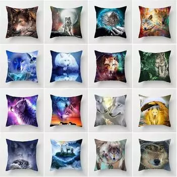 Wild Wolf Pillowcase Office Living Room Car Ornaments Home Pillowcase 40x40cm