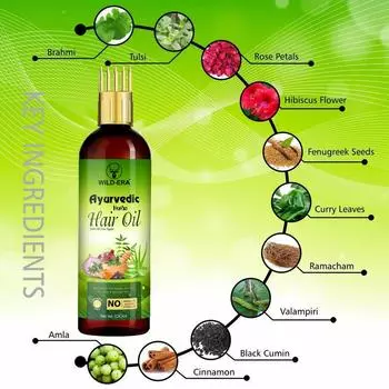 WILDERA Аюрведическое масло для волос Herbal Pure Neelambari Adivasi Hair Growth And Hair Drop Control Oil 100 ML
