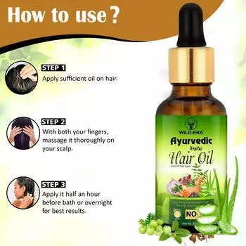 WILDERA Аюрведическое масло против выпадения волос | Масло для роста волос | Уменьшает выпадение волос | 21 натуральный ингредиент | Растет новые волосы - 30 мл