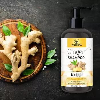 WILDERA Имбирный шампунь | против завивания | Контроль повреждений и поломок | Балансировка pH | УФ-защита | Имбирный шампунь для объема, 300мл