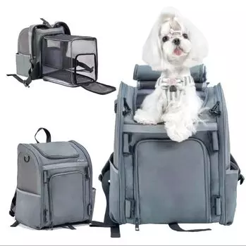 Wildgogo Расширяемый Pet Совместим со съемным Для маленьких собак и кошек или предотвращает прыжки Дышащий Идеально подходит для переноски, складной, рюкзак, (6 кг серый